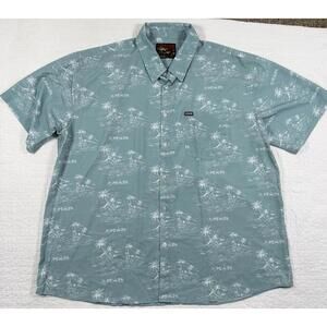 Dixxon The Naples Shirt Mens 5XL Teal Palm Print Button Up Short Sleeve Hawaii